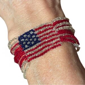 Vintage American Flag Beaded Bracelet